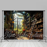 Lofaris Garden Flowers Book Indoor Ladder Spring Backdrop